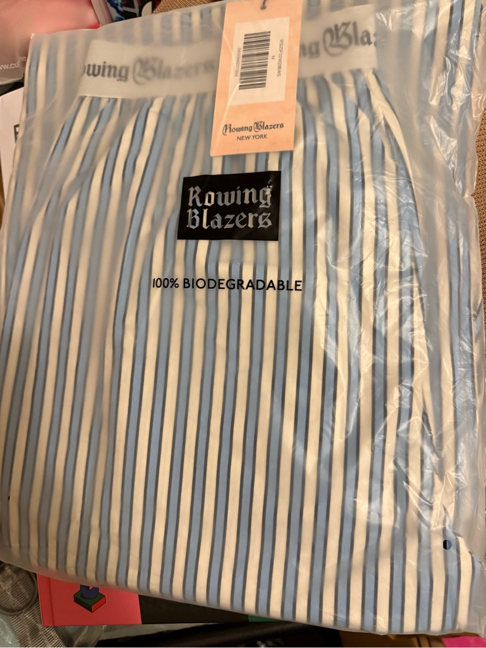 Rowing Blazers Blue & White Striped Poplin Pants size M